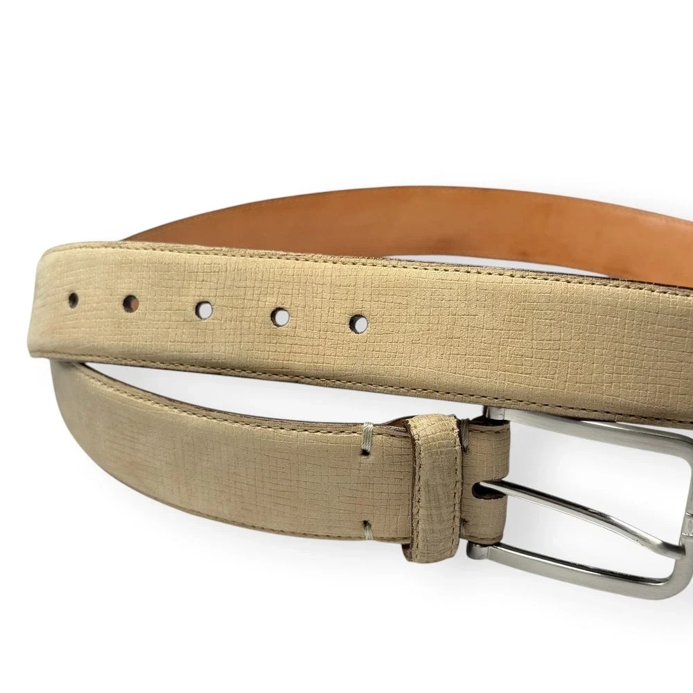 Martin Dingman Belt Nubuck Leather Cream Suede Mens Sz 38 Sand USA Made $128